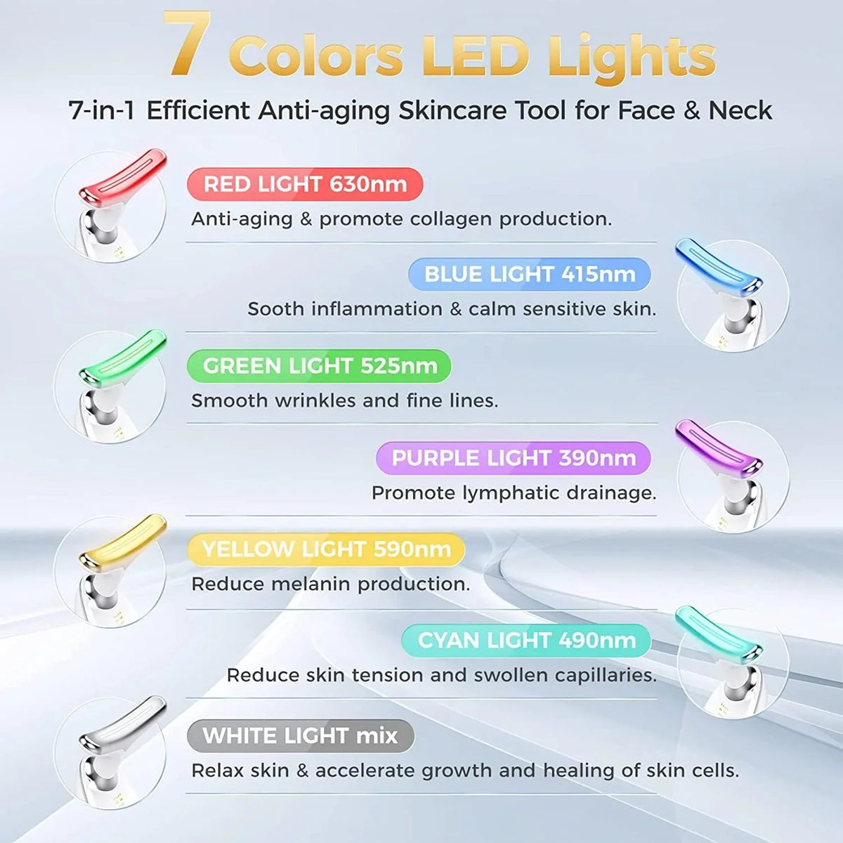 for 7 Face Device, Rejuvenation Neck Color Deplux Red Beauty for Face, Face Glossy Skin & White Device, Therapy Tightening Neck