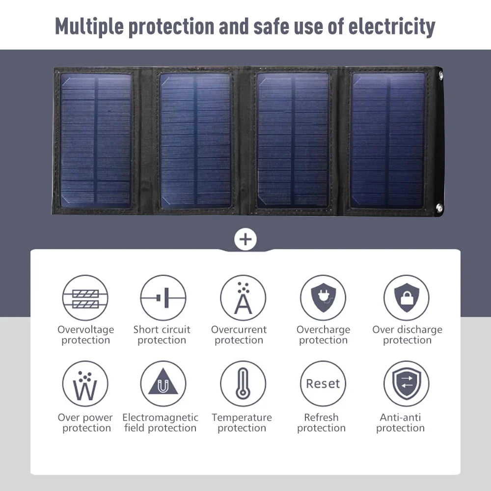 Panel Camping 80W Foldable Solar DFITO Bank Hiking for exterior Power USB