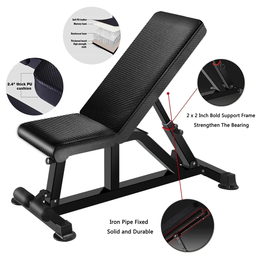 KINGKANG for Full Gym Bench, K Workout Bench Body 700LB for Weight Workout,Foldable Adjustable Exercise Dumbbells Bench Home