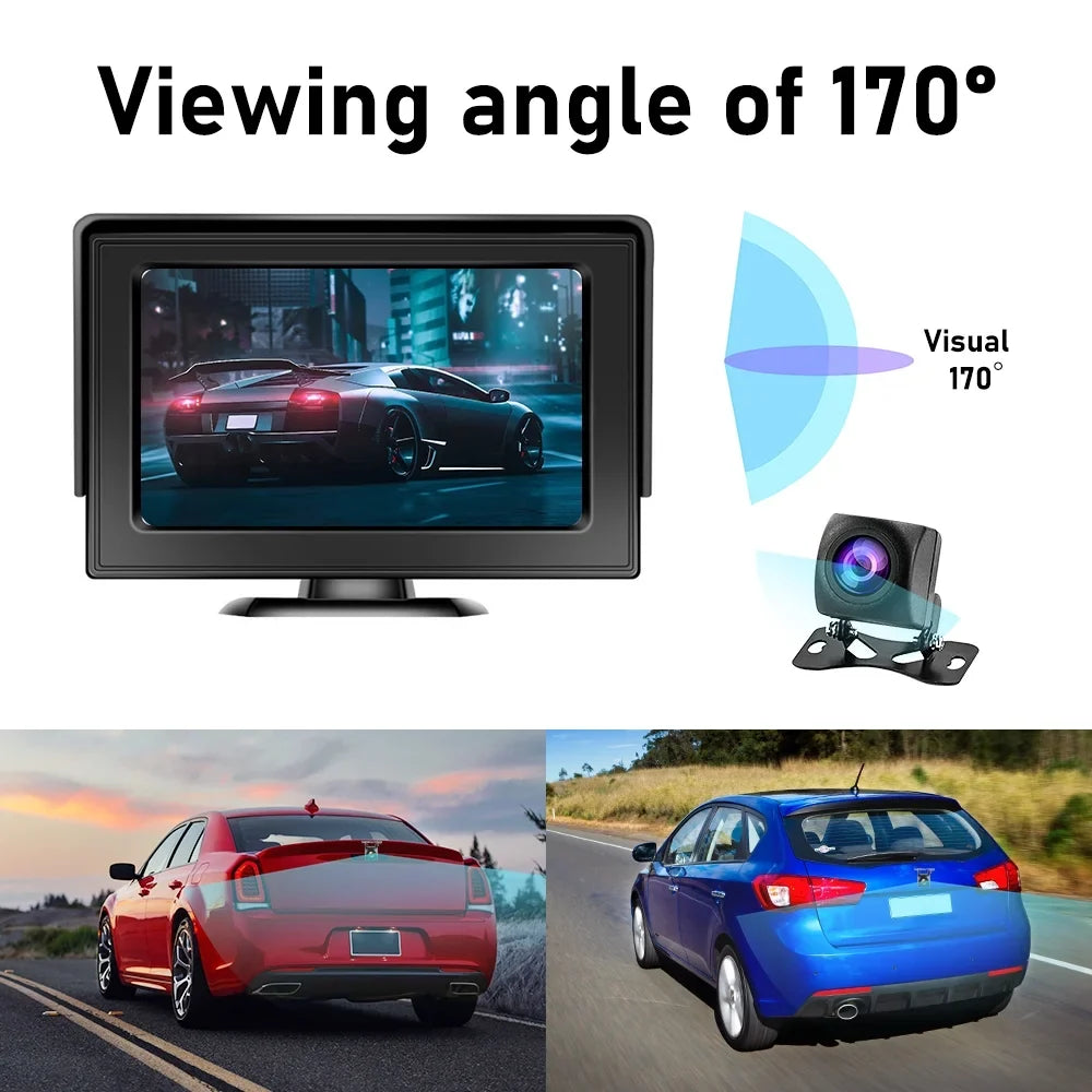 with Backup Stable 4.3’’ View Truck, for Camping Monitor& Reverse Camera Signal, SUV Installation automatic Kit Wireless Car, Rear Van, Digital display Camera