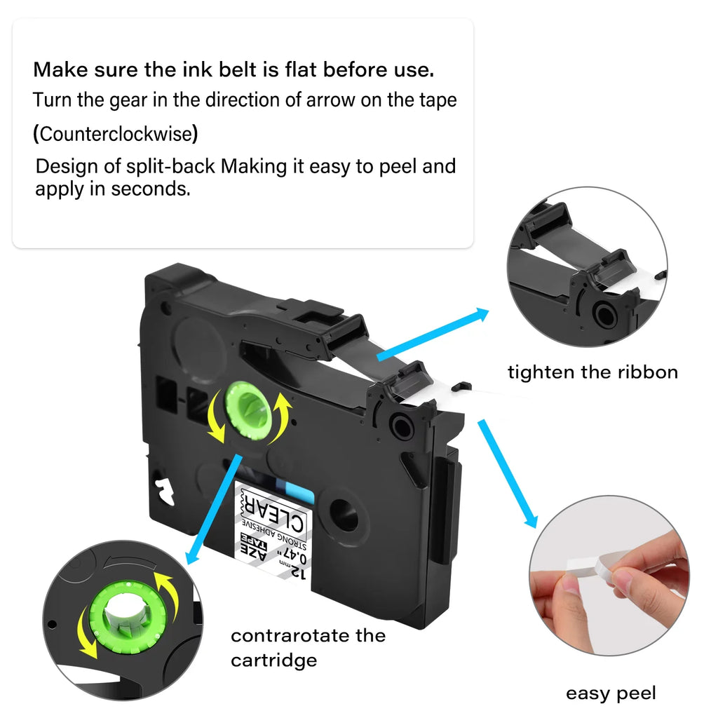 TZe-131 Clear 12mm Black Laminated Strength 100PK GREENCYCLE P-touch TZe TZe-S131 on Compatible TZ-131 Extra Brother TZ Tape TZ-S131 Label for