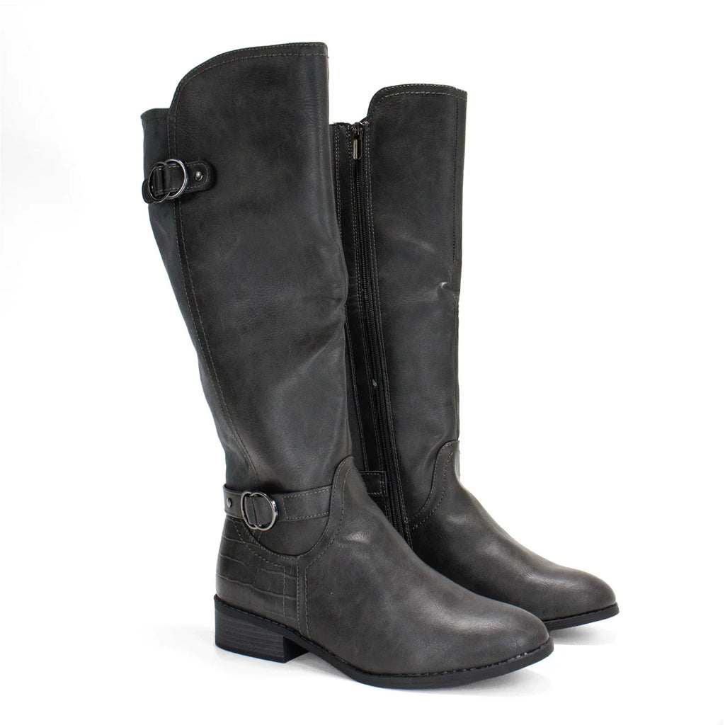 Women's Grey,8 US Scott M Extra Leandraa Calf Karen Riding Boot, Wide