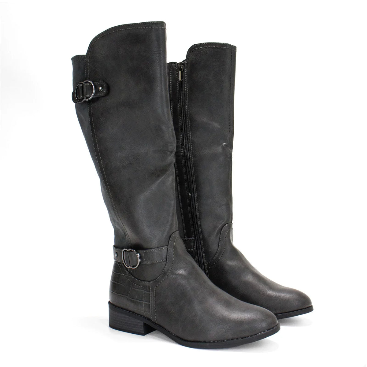 Women's Grey,8 US Scott M Extra Leandraa Calf Karen Riding Boot, Wide