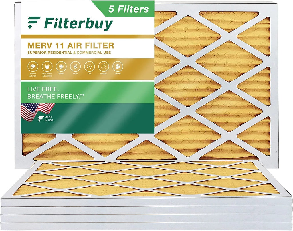 Filterbuy Furnace Filters Air (5-Pack) Pleated AC MERV 11 HVAC 12x20x1