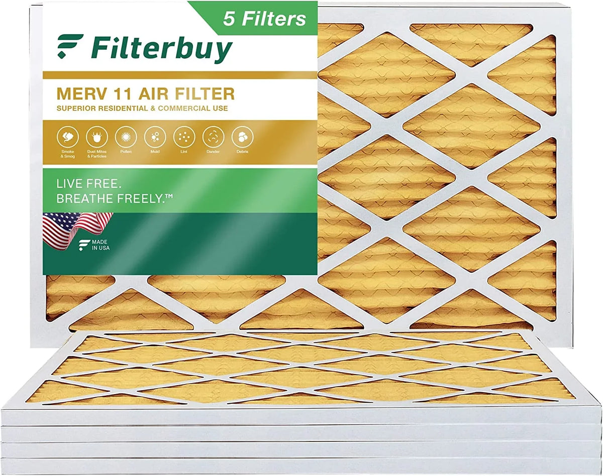 Filterbuy Furnace Filters Air (5-Pack) Pleated AC MERV 11 HVAC 12x20x1