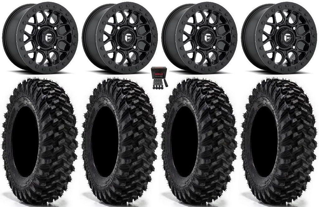 32" Mule Black Wheels 15" Tech Fuel XT Warrior Tires Beadlock FXT Pro Kawasaki