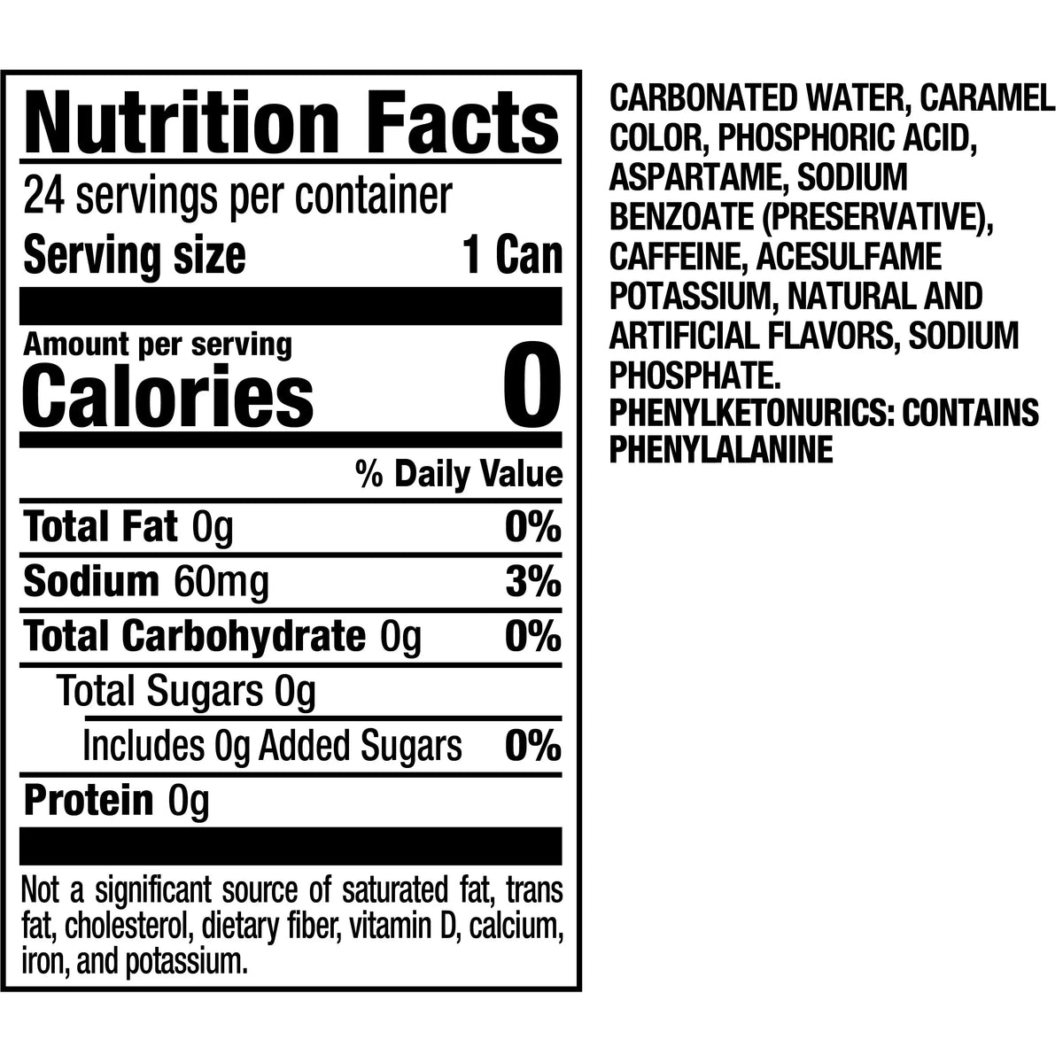 Cans Pop, Zero Soda Pack 24 Dr oz, fl Sugar 12 Pepper