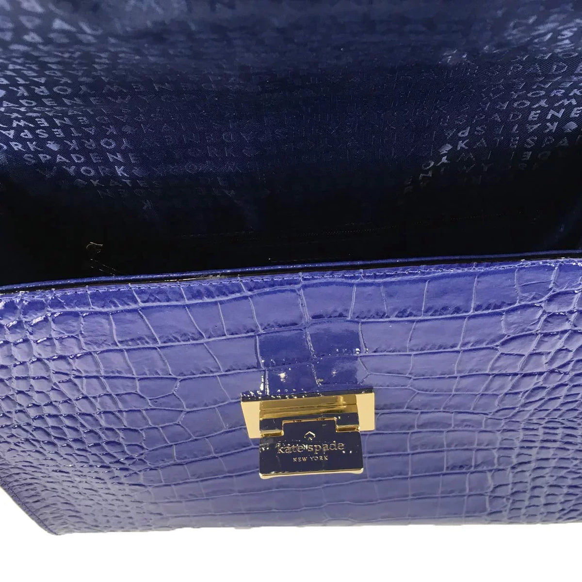 Blue New Asilah Leather Kate Croco York Knightsbridge Spade Satchel, Doris