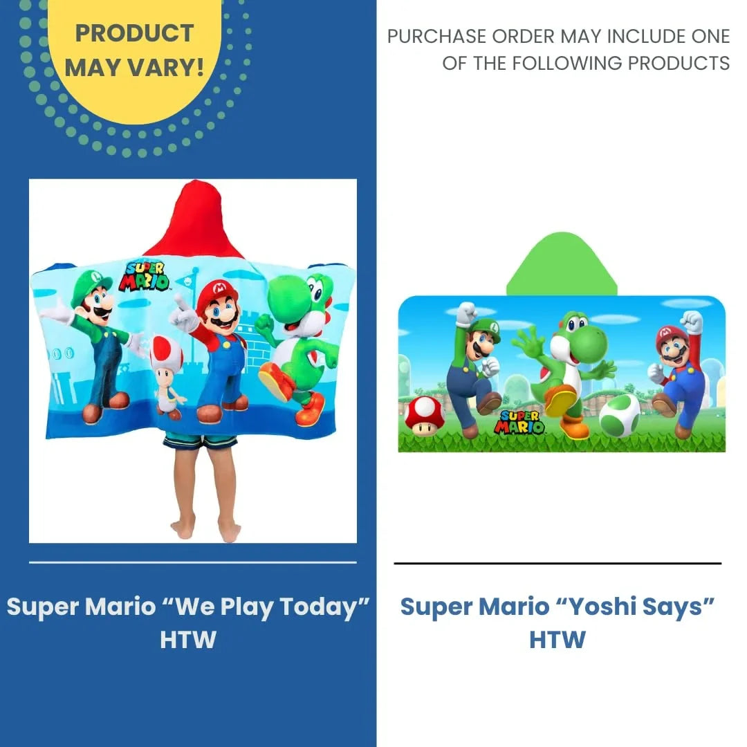 24 x Towel 50 Bath/Pool/Beach in, Super Wrap, Hooded Kids By Cotton Soft Terry Franco in Mario