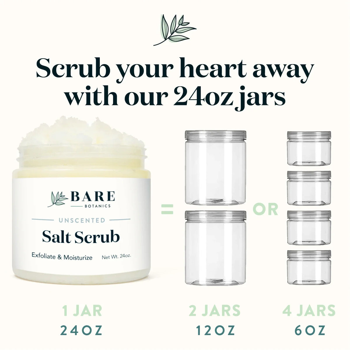 oz Sea Salt Unscented 24 Bare Botanics Body Scrub Scrub