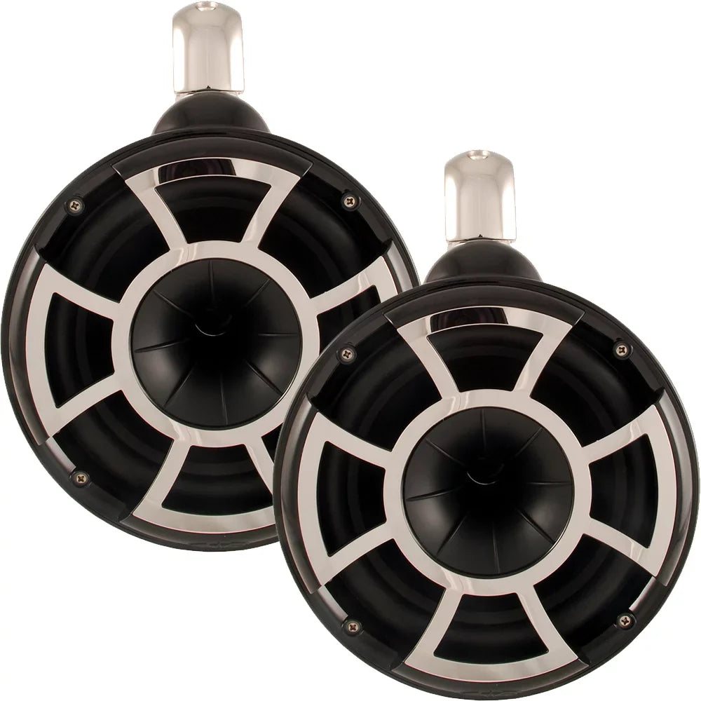 8" Steel with Stainless Fixed Mini & Speakers Clamps Sounds REV8B-FMINI Watt 1200 SYN-DX2.3 Black Amplifier Tower Wet
