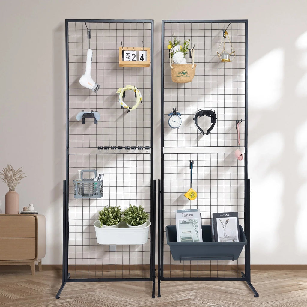Craft Side Hooks Display 5.6' with BENTISM T-Base Panels Retail Art with for Clips Floorstanding, Shows, Grid Extra Double and Gridwall 2' Wall Panels x Gridwall Tower, Packs Racks 2 Wire Display