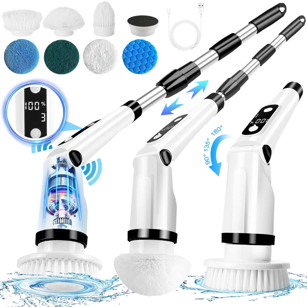 Car Tile Heads,Shower Bathroom Handle Brushes with Long Kitchen Cleaning Cordless WLRETMCI with Spin Brush Brush Household for Scrubber Cleaning Scrubber, Electric Tub Floor 8