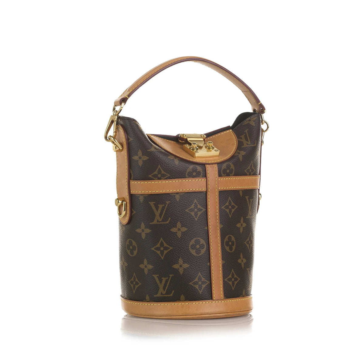 Authenticated Bag Monogram Pre-Owned Bucket DrawstringBag Brown Canvas Unisex Duffle