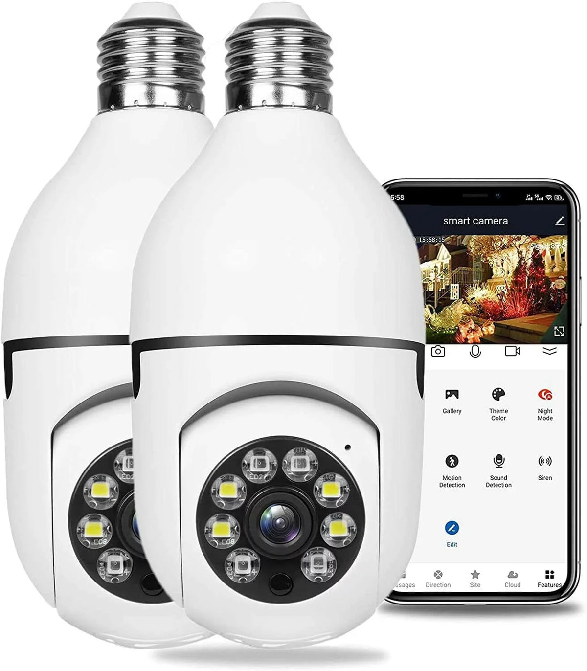 360 Surveillance Mobile Full-Color and Light View Bulb Camera, Vision(2 Wi-Fi Degrees 1080P exterior Remote Phone E27 Night PCS) Camera Camera, Security Camera,