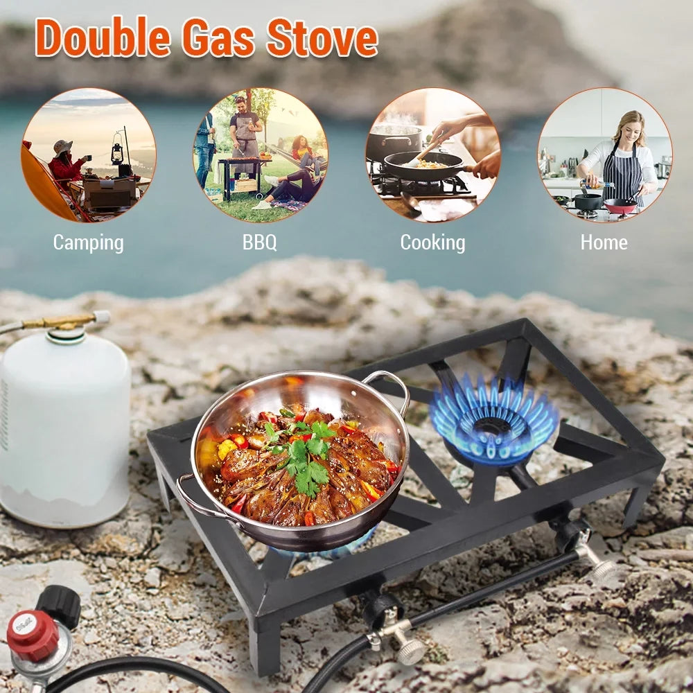 Apexeon Gas Iron ( Cast BBQ Double Camping Standard) Stove for Propane Patio Cooking