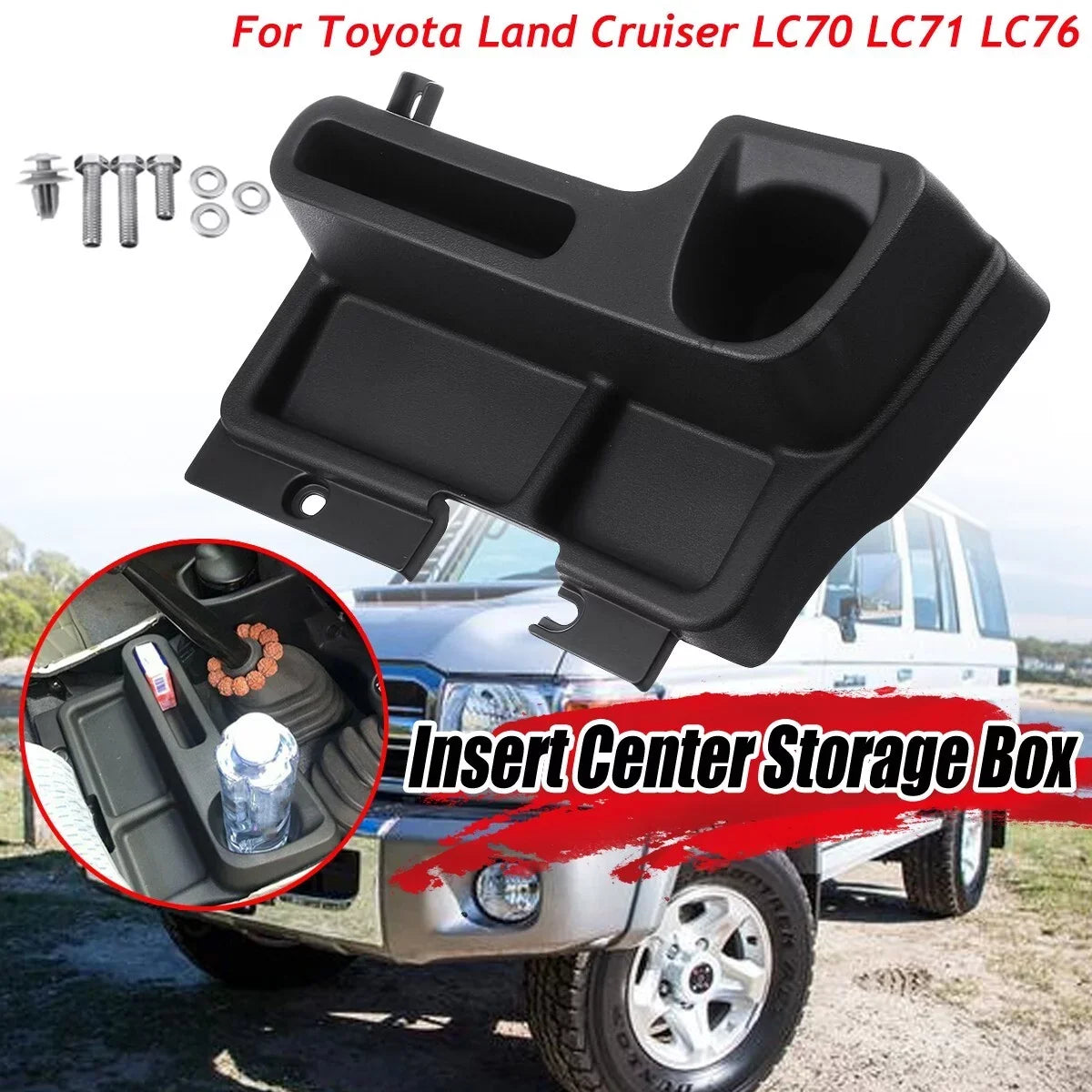Center Box Black Organizer Interior Land for Storage Centre Replacement LC70 LC76, Cruiser Box, Console Car Console LC71