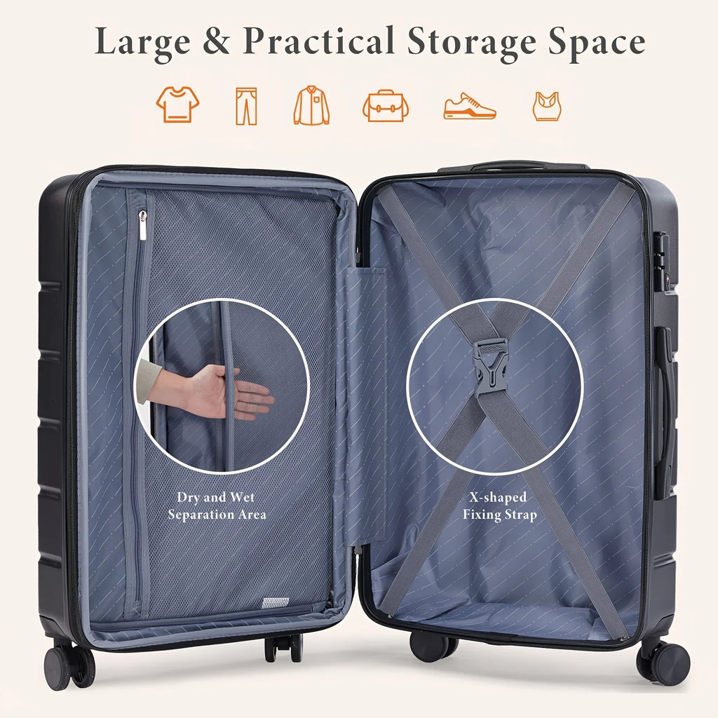 Carry-On Secure Spinner Trolley TSA Double Lock, Case Wheels Convenient – Jetsetters Durable for Lightweight – & Suitcase Travel