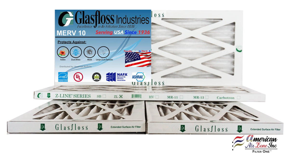 11.5 - (Actual MERV - USA 25.5x7/8 x - Made inch) 10 dimension: Glasfloss Air 12x26x1 in -Qty:4 Filter Furnace