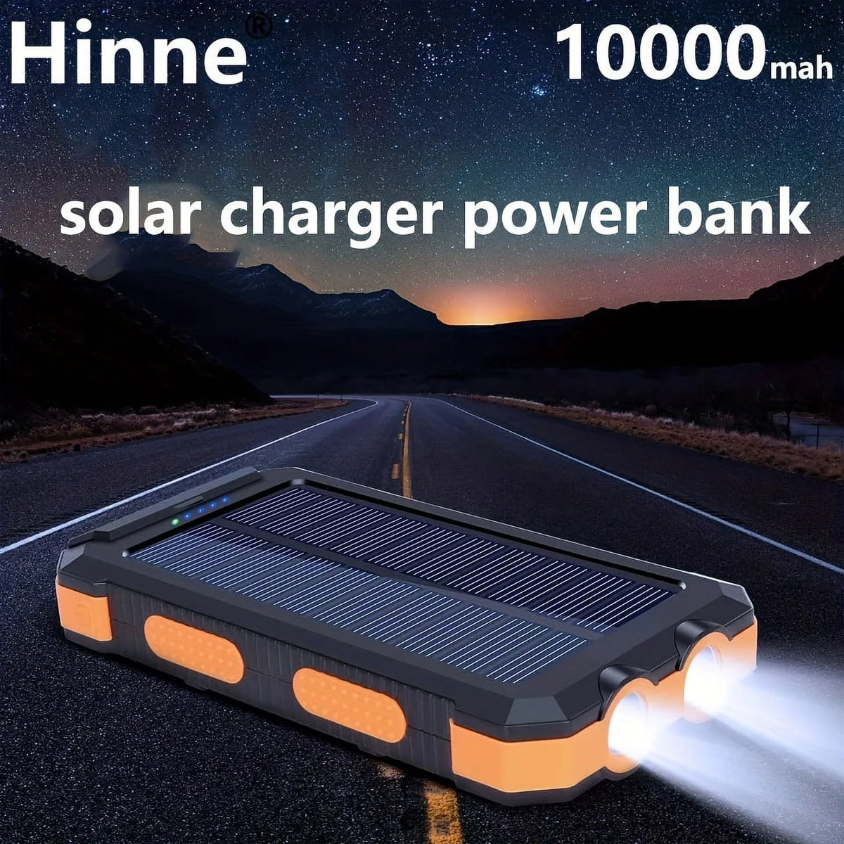 Built-in Solar Bank Mobile Charging Power Power Waterproof Charger With Mobile 10000mah Hook Solar Panel And Compass Portable