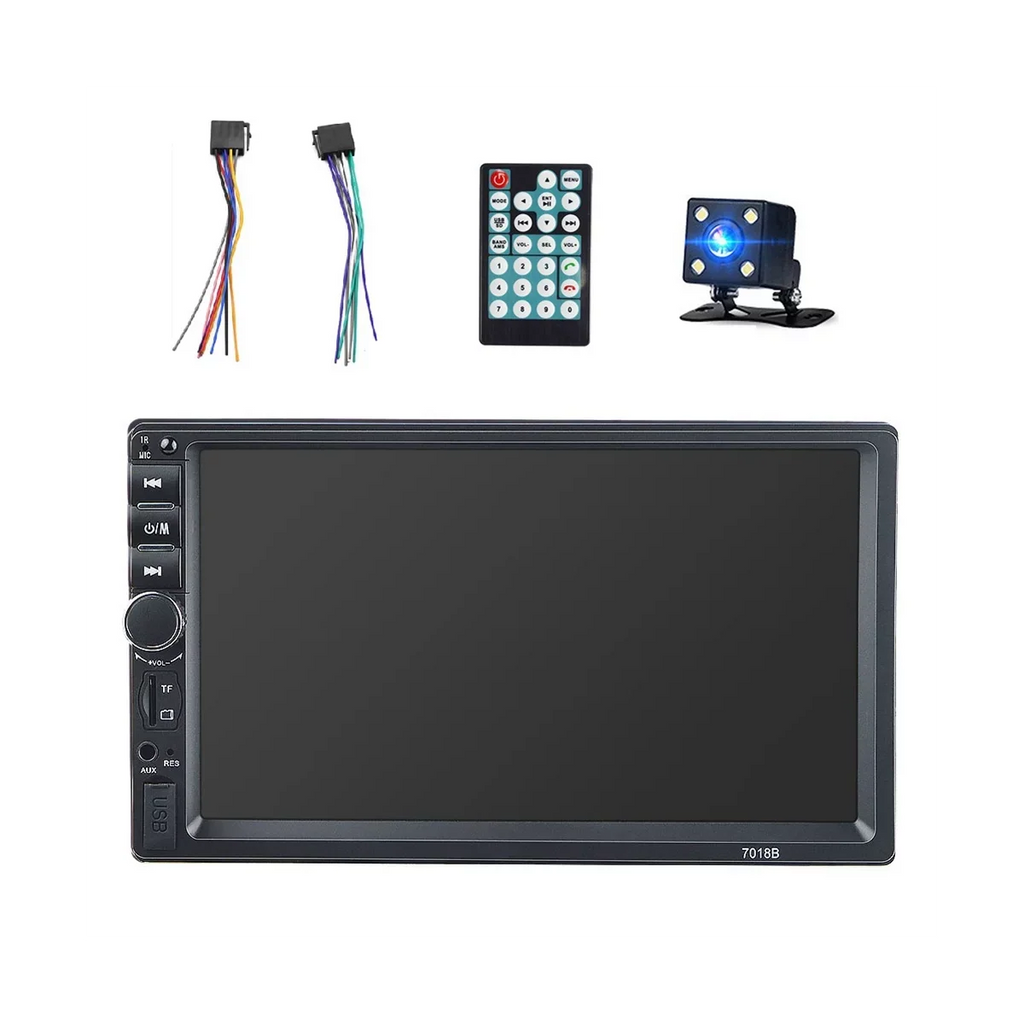 Receiver with USB FM Audio Din with Double Radio Backup Mirror Stereo Bluetooth Camera Screen and 7 Car Touch Radio Inch Car Control Remote Link