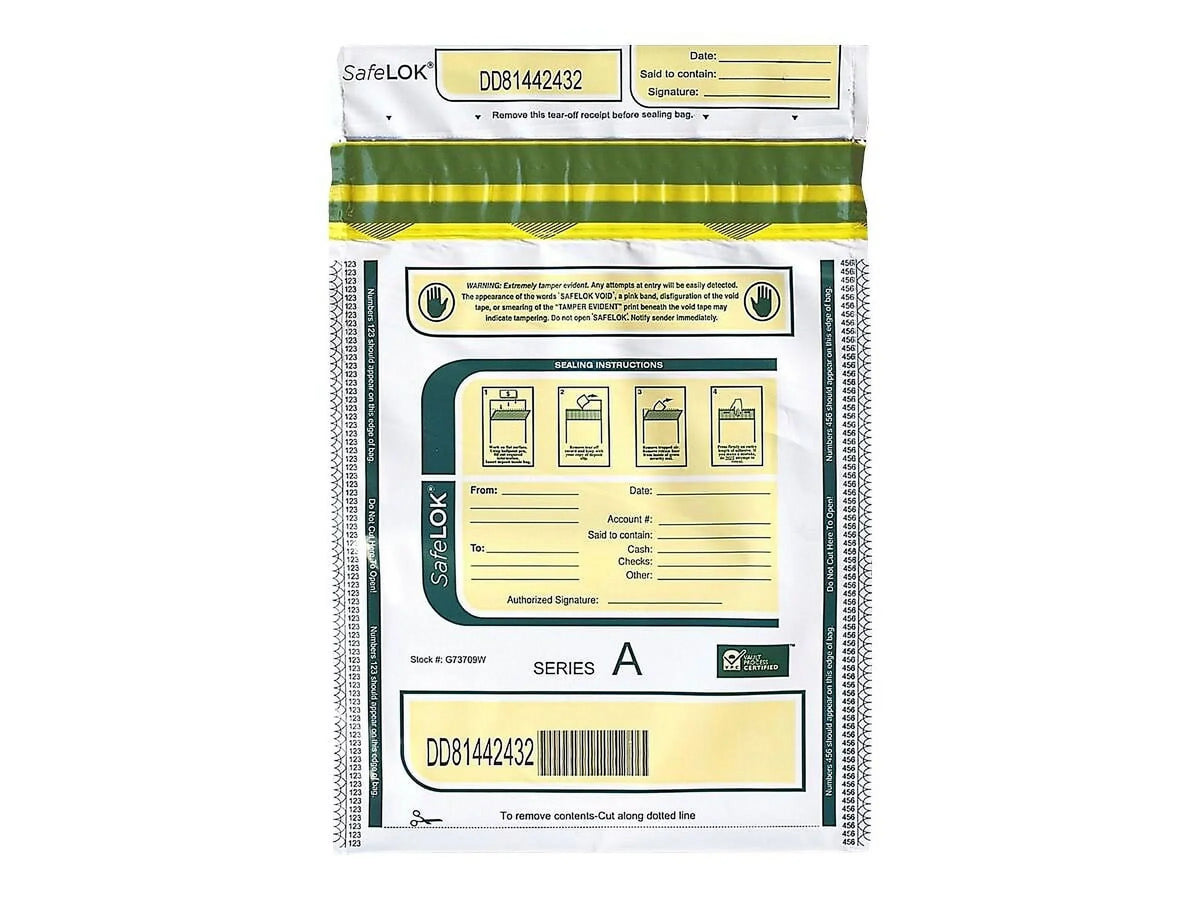 / ControlTek, Tamper-Evident SafeLOK CNK585089, Pack, White Bags, 100 Deposit