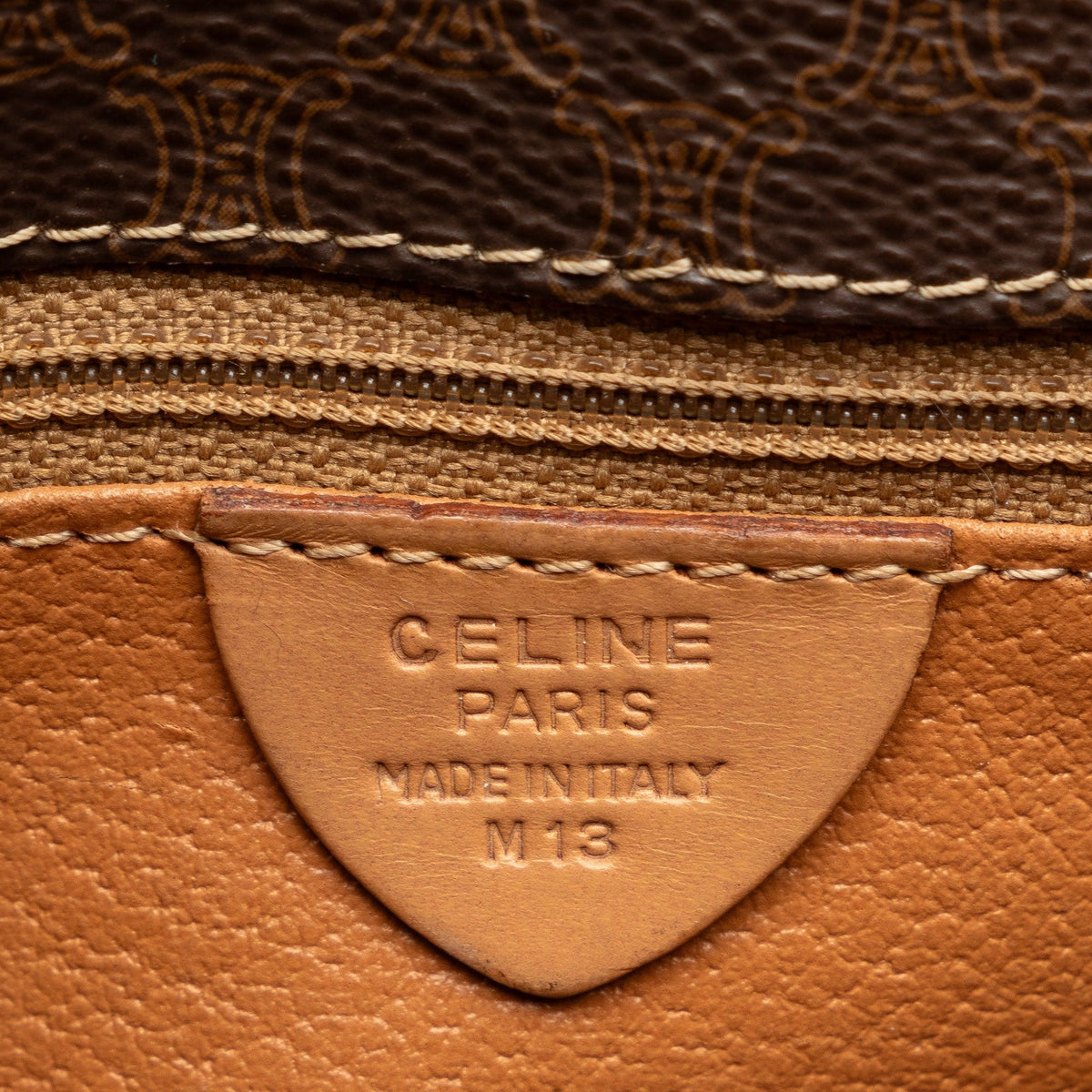 Crossbody Unisex Fabric Bag Authenticated (Good) Pre-Owned Brown Coated Macadam Canvas Celine