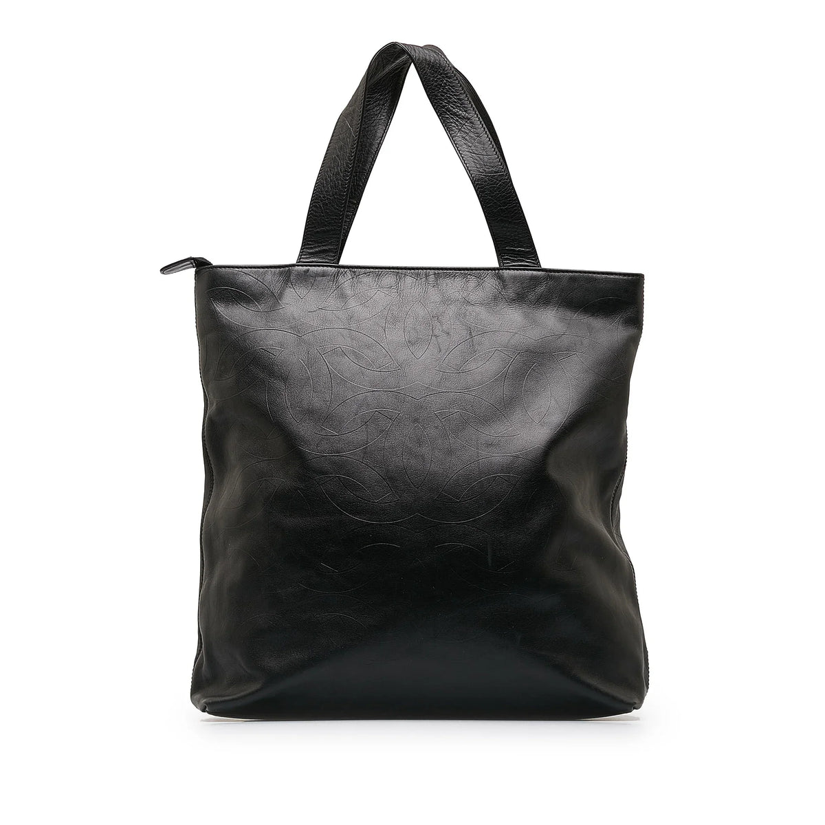 Black Bag Authenticated Unisex (Good) Leather Lambskin CC Tote Pre-Owned Tote