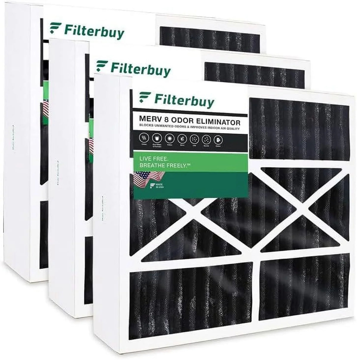 AC 16x20x5 HVAC Furnace MERV Odor (3-Pack) Honeywell Carbon FC100A1003 Pleated Filters Activated Filterbuy Air 8 with Eliminator for