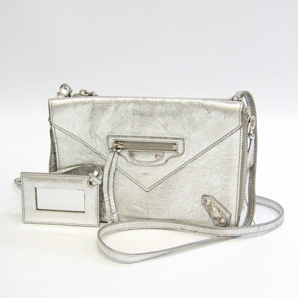 Shoulder XS Paper (Good) Pre-Owned Silver Balenciaga 398815 Leather Triple Bag Women's