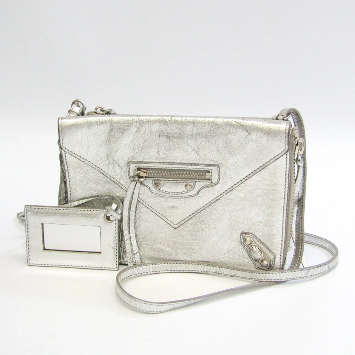 Shoulder XS Paper (Good) Pre-Owned Silver Balenciaga 398815 Leather Triple Bag Women's