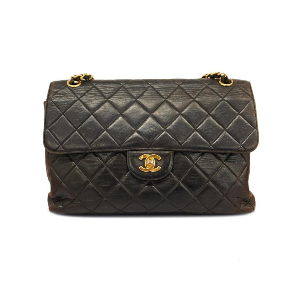 Face (Good) Women's Bag Pre-Owned Chain Matelasse Lambskin Black W Shoulder Double