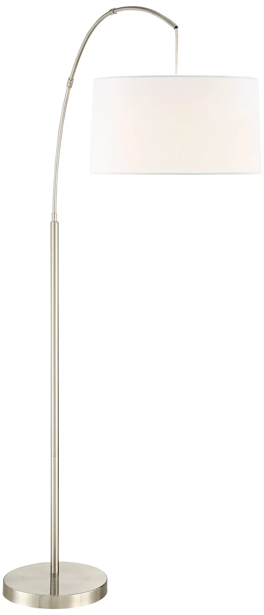 72" Charging with Modern Floor Lamp Room Reading for House White Port Lighting Drum Arc Tall 360 Living Nickel Shade Brushed USB