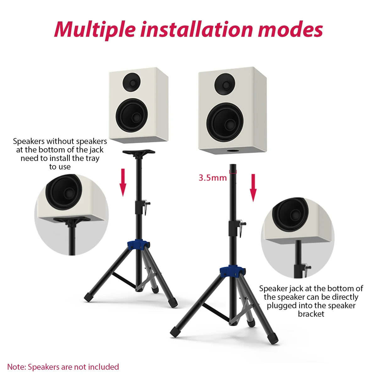 Studio Non-slip Three-point Stand Heavy Speaker Performance Duty Stand Adjustable Bracket Triangle Surround for Tripod Base Height Telescoping Speaker Sound