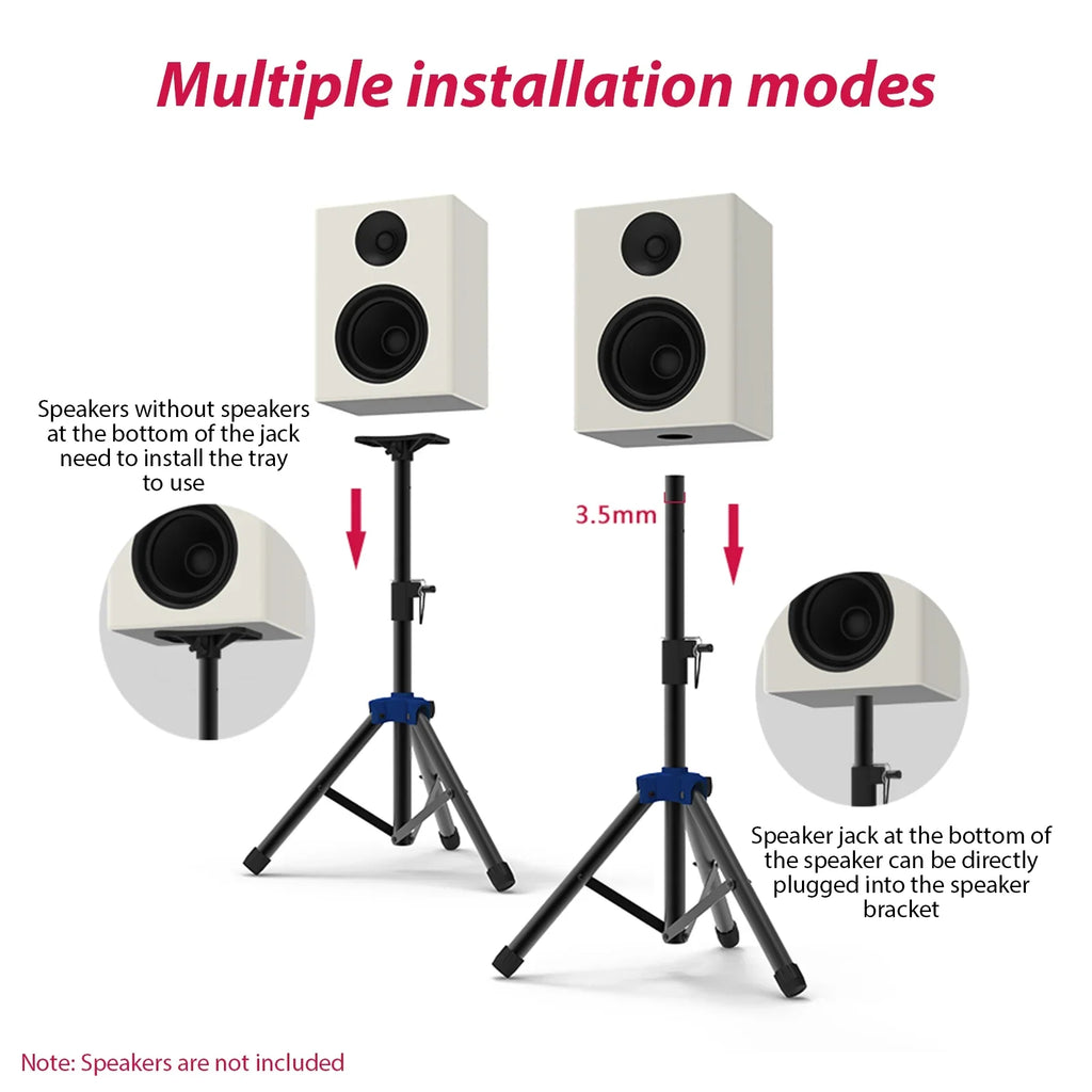 Height, Speakers Stand Base with Carevas for Three Bracket, Telescoping Triangle Studio Duty Heavy Speaker point