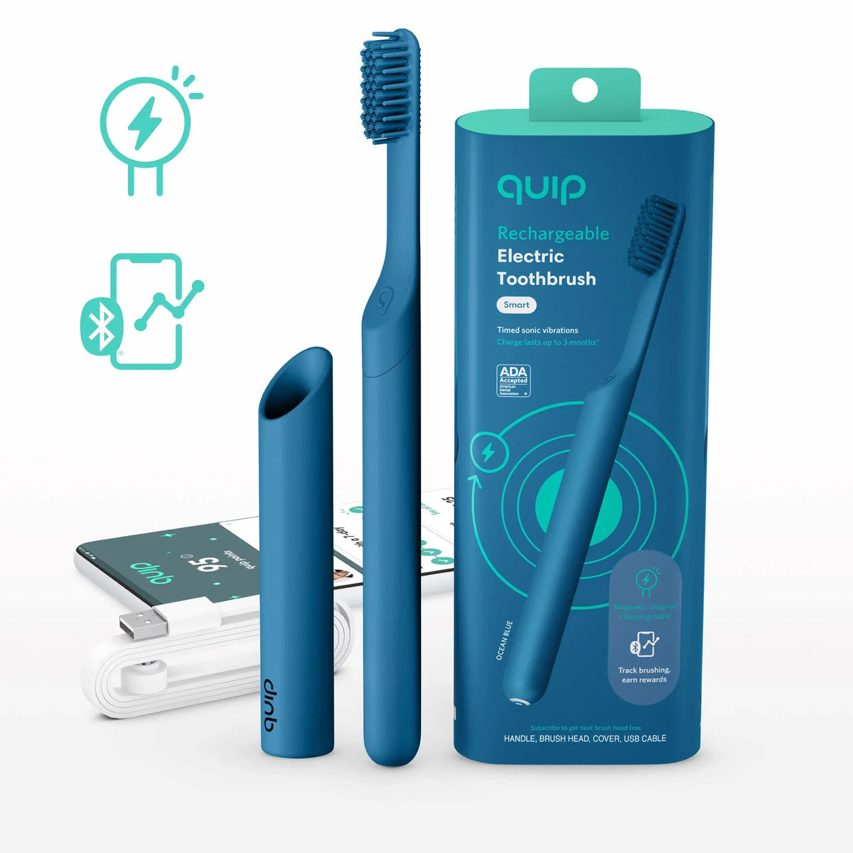 Blue Adult Ocean Head, Toothbrush Rechargeable Smart Electric Full Quip