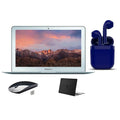 By Wireless Bundle: (Refurbished) 2 Airbuds Restored RAM 128GB Black SSD Day Case, i5 Core Bluetooth/Wireless Mouse, MacBook 4GB 11.6-inch Air Express Certified