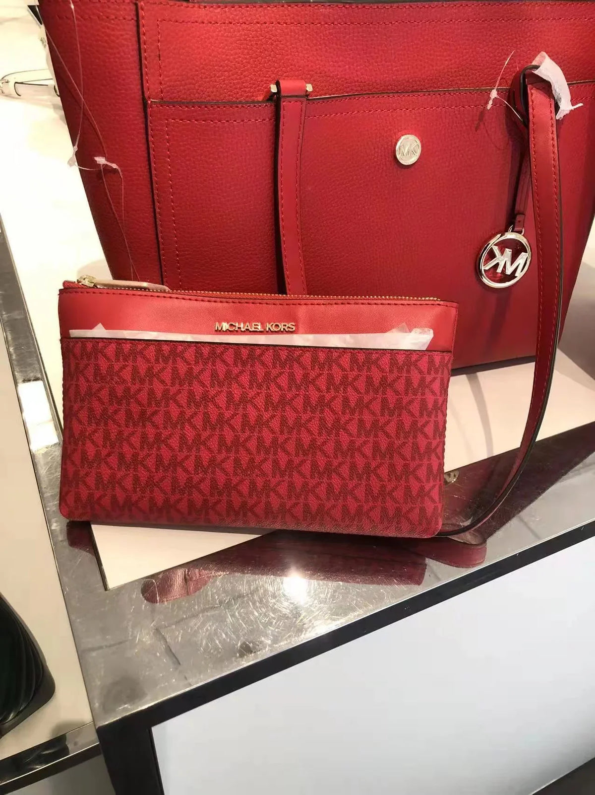 Bag Michael In Pebbled Multi Maisie Leather Large Flame Tote Kors 3-In-1 35T1G5Mt7T