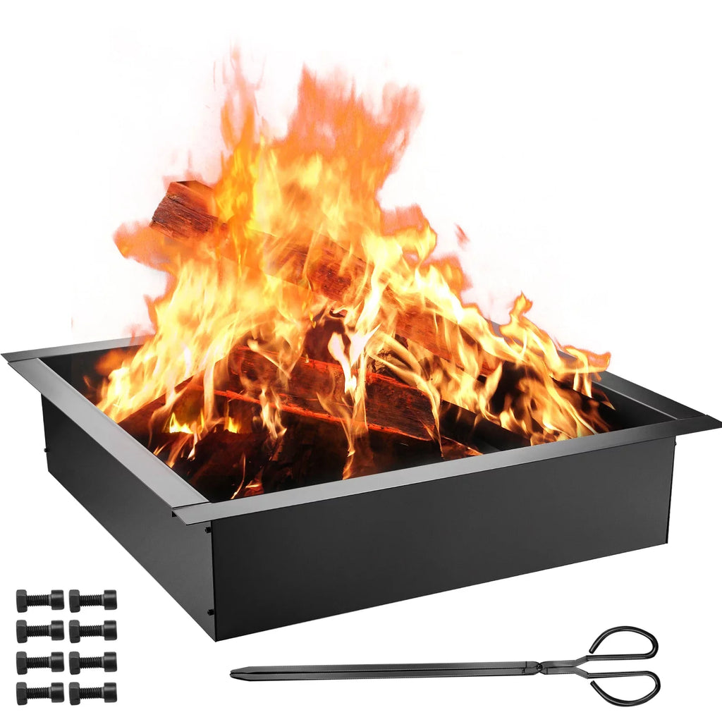 with Duty Fire Pit BENTISM Tongs Insert for Simple Patio, Ring, exterior, with Square Fire 30" Fire DIY Insert, Steel Pit Heavy Ring, Liner Installation Backyard Bonfire