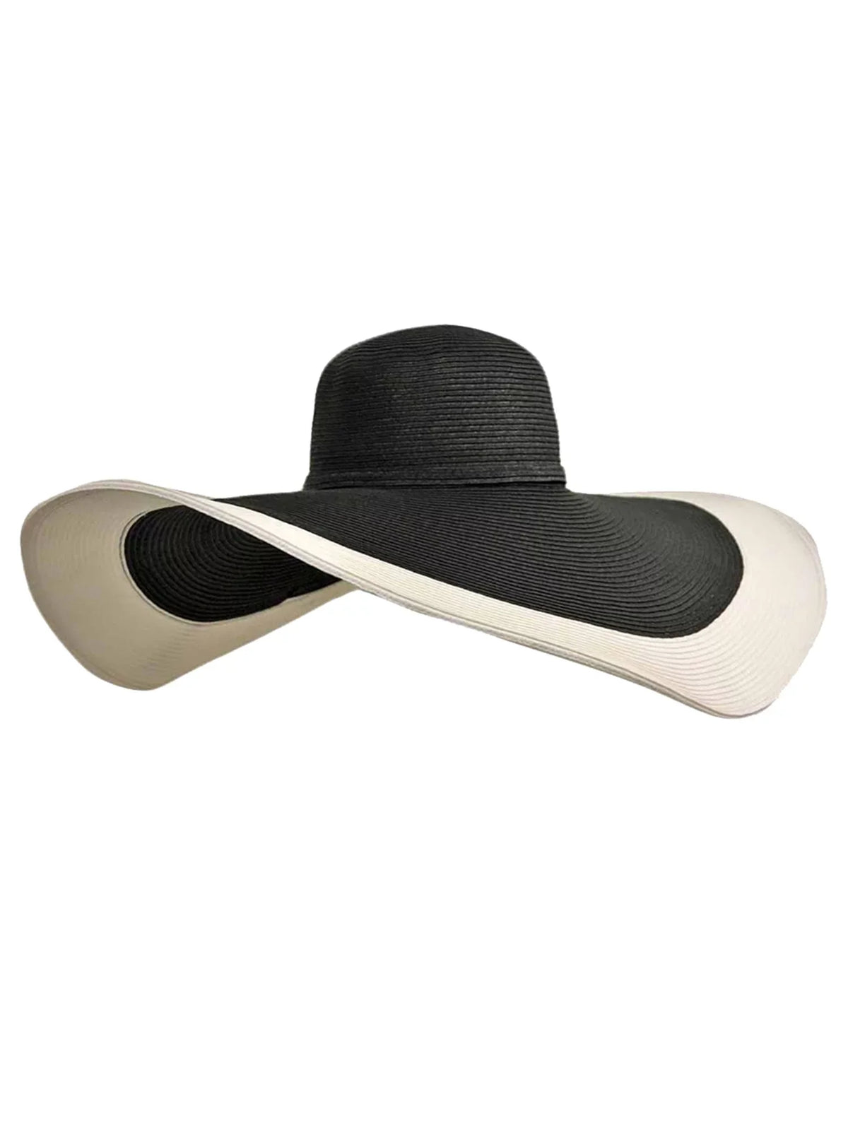 Floppy Wide Hat White Black With Brim &