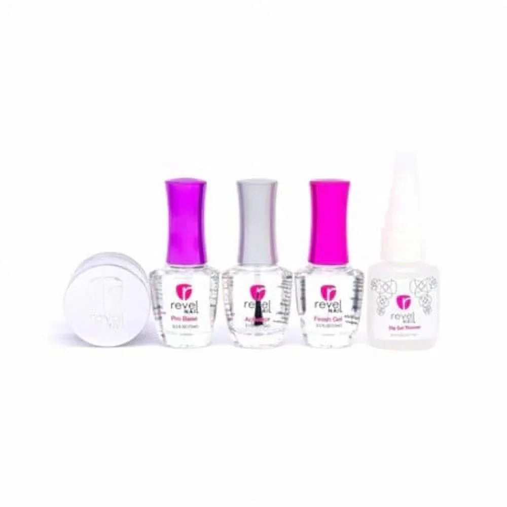 Nail Revel oz Powder Kit with Rose EZ Starter Powder D444 Dip 0.5 Liquids Quartz