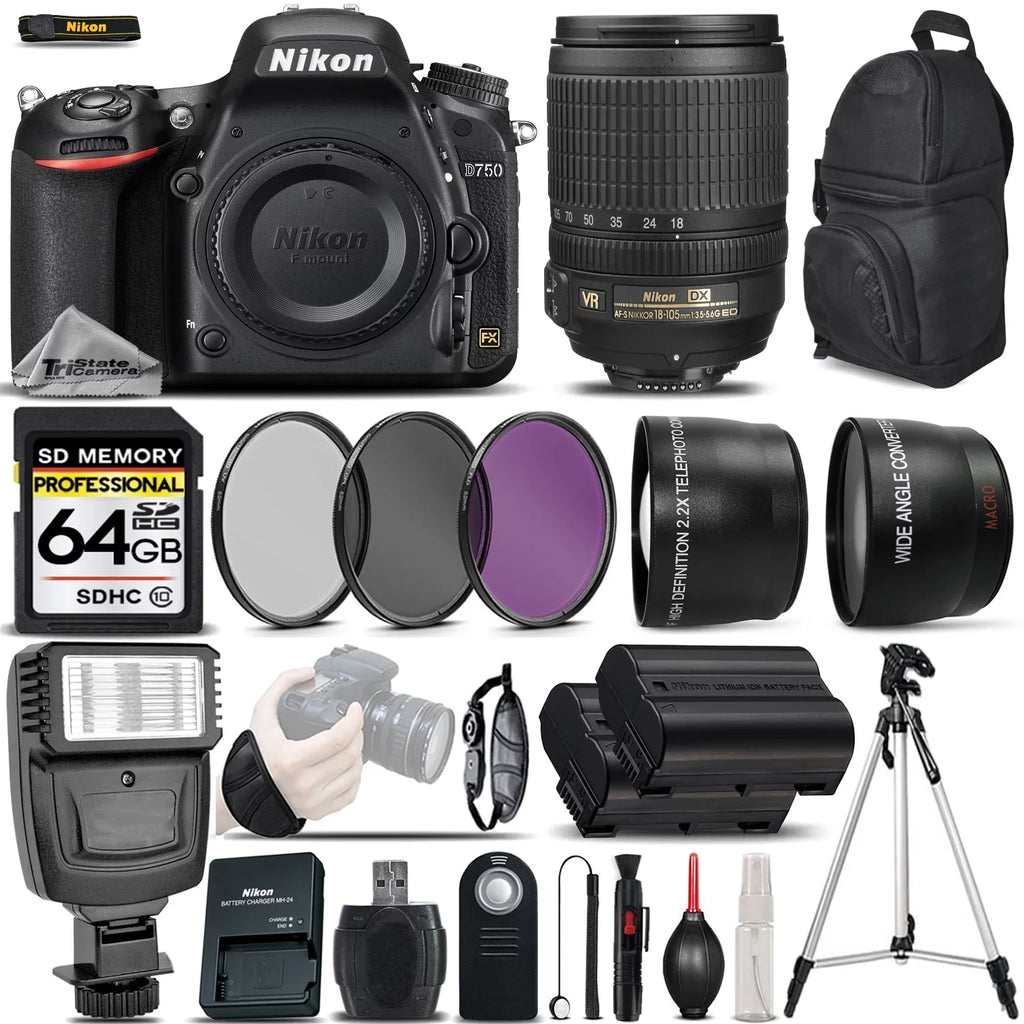 Camera DSLR + Ultimate - Nikon Bundle D750 VR Lens 24.3MP Nikon Saving 18-105mm