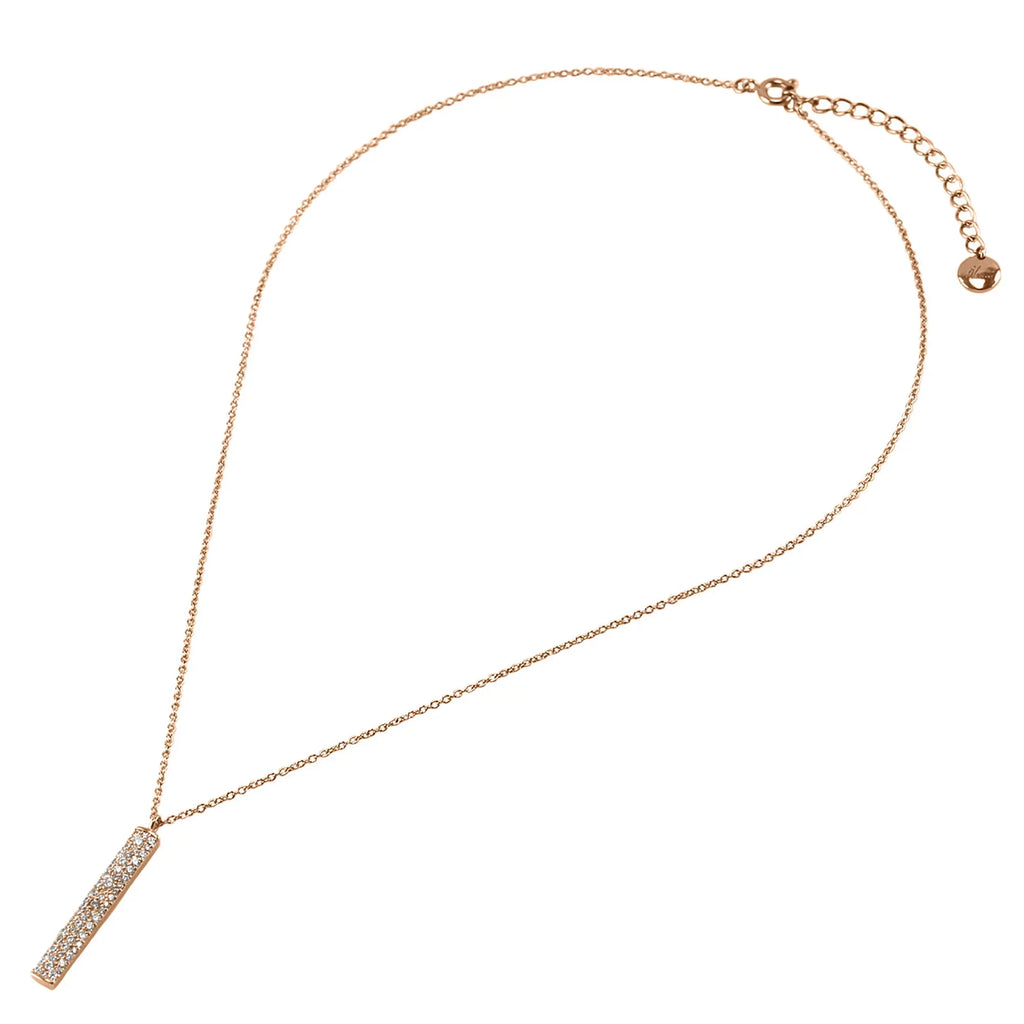 Pendant Necklace Cubic Zirconia for Bar Plated Box Blue Vertical Women, Gold Teens Inc Rose Accented Boutique