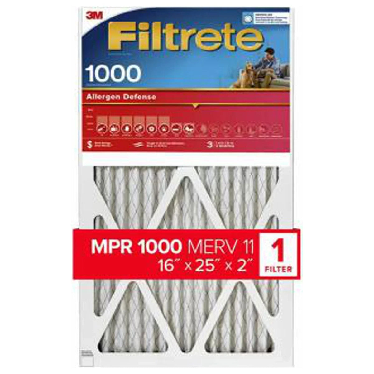 16 H 11 Air 1 X Filter W D Polypropylene Pleated in. in. in. Filtrete 25 pk 2 X MERV
