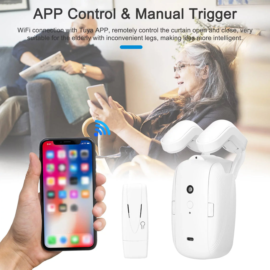 Remote Roman with Compatible for WiFi Intelligent Opener Htovila Sensing Gateways & Robot Curtain Control with APP Electric Home Rod No Timer Wiring Setup Motor Support Curtain Automatic