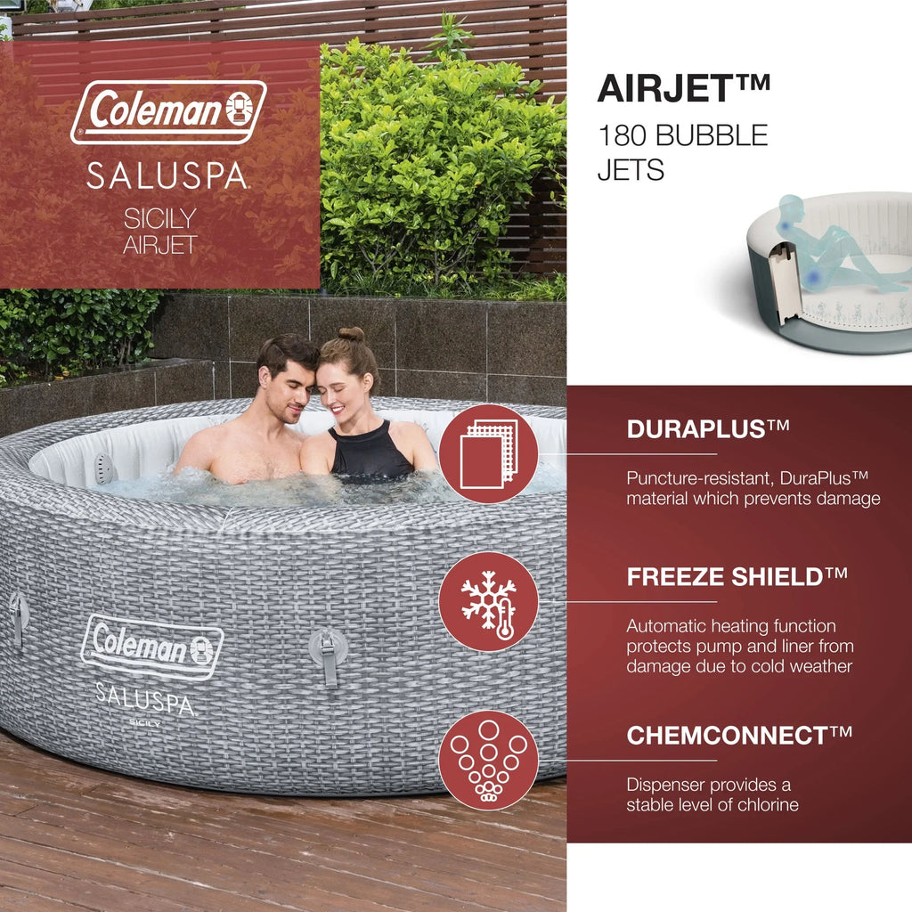 Pool Sicily Seat AirJet Spa w/Set Tub Bestway of & Coleman SaluSpa Hot 4
