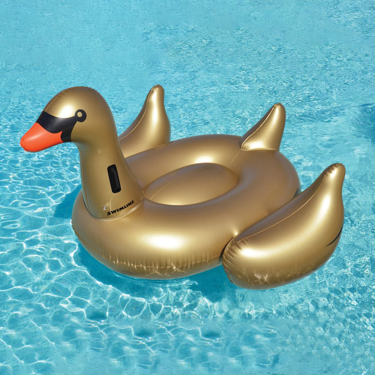 Float, Inflatable Gold Central Ride-On 75-Inch Swim Swimming Pool Swan Giant