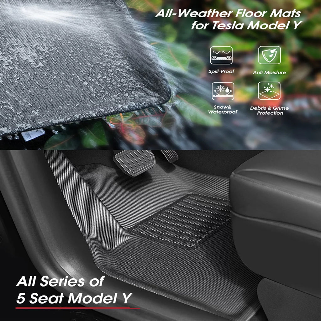 Y climate Fit for Duty Accessories Interior All Floor Mats, Liners 3D Custom Floor 2023-2021, Rear Model Car Floor Trunk Mat Tesla 4PCS Mats Model Mats TPE Y Heavy