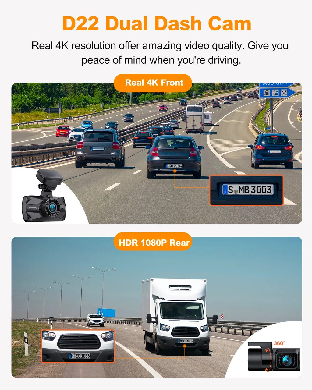 Super GPS, Accident 4K 3" Dash Parking 4K+HDR Dash and Dash Cam Vision, for Rear, Mode, Front with 5G LCD Record Night App, Yeecore Dual 1080P Cam G-Sensor, Camera Cars Real WiFi