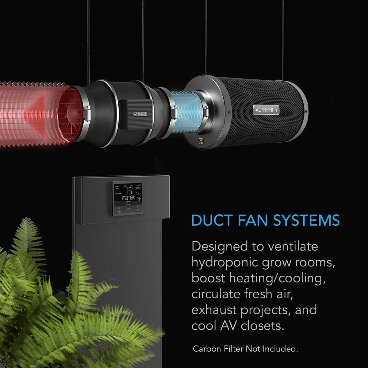 with Inline Cooling, App Infinity Duct Tents, Controller, Fan Heating Exhaust WiFi - Integrated Fan Humidity Temperature T10, PRO AC 10” Control CLOUDLINE VPD for Ventilation Quiet Hydroponics Grow